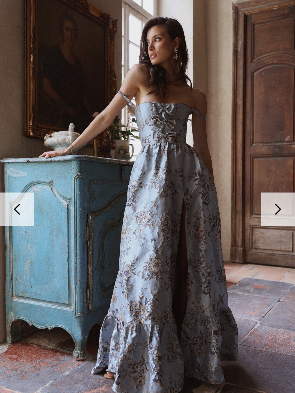 V. Chapman The Margaret Dress In Light Blue Lilibet Brocade